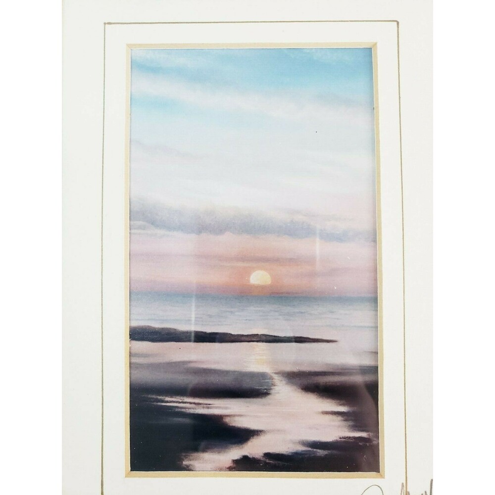 Sunset Irish Coastline Framed Picture Signed by Philip Gray Dark Wood Frame - Picture 2 of 12